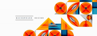 Keskin açılı dinamik geometrik bileşim, dairesel biçimler ve eğim renkleri