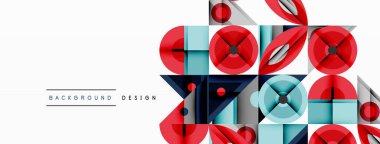 Kesişen şekiller, daireler, üçgenler ve gradyanlar ile geometrik soyut bileşim, canlı renkleri ve dinamik karşıtlıkları harmanlayarak modern, geleceksel bir görsel tasarım yaratmak için