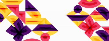 Dairesel ve yuvarlak elementlerin yer aldığı soyut geometrik arkaplan. Kalın kontrast, pürüzsüz gradyanlar, dinamik kompozisyon, fütüristik stil