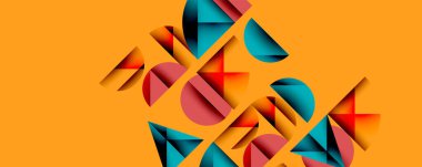 Minimum geometrik soyut arkaplan. Çember kare ve üçgen tasarımı