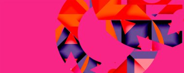 Daireler, yarı daireler, kareler ve yuvarlak üçgenler. Duvar kağıdı, afiş, arkaplan, kart, kitap illüstrasyonu, iniş sayfası için geometrik mozaik mozaik desen soyut arkaplan