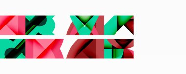 Daireler, yarı daireler, kareler ve yuvarlak üçgenler. Duvar kağıdı, afiş, arkaplan, kart, kitap illüstrasyonu, iniş sayfası için geometrik mozaik mozaik desen soyut arkaplan