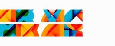 Birleştirilmiş açısal ve eğri şekilli soyut geometrik çizimler, pürüzsüz eğimli dinamik bileşimler ve kalın karşıtlıklar