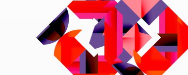 Daireler, yarı daireler, kareler ve yuvarlak üçgenler. Duvar kağıdı, afiş, arkaplan, kart, kitap illüstrasyonu, iniş sayfası için geometrik mozaik mozaik desen soyut arkaplan