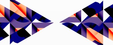 Birbirine kenetlenmiş dairesel ve açısal şekillerle soyut geometrik bileşim, pürüzsüz gradyanlar ve beyaz arkaplan üzerinde keskin karşıtlıklar