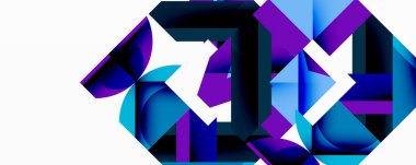 Daireler, yarı daireler, kareler ve yuvarlak üçgenler. Duvar kağıdı, afiş, arkaplan, kart, kitap illüstrasyonu, iniş sayfası için geometrik mozaik mozaik desen soyut arkaplan