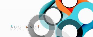 Üst üste binen dairesel ve tüp şekilli soyut daire ögesi bileşimi, pürüzsüz gradyanlar, şeffaflık efektleri ve dinamik katman