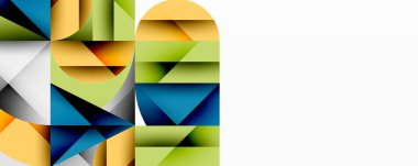 Katmanlı daireler ve açısal segmentlerle modern soyut kompozisyon gradyan, şeffaflık efektleri ve yapılandırılmış geometrik düzen içerir.