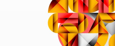 Katmanlı daireler ve açısal segmentlerle modern soyut kompozisyon gradyan, şeffaflık efektleri ve yapılandırılmış geometrik düzen içerir.