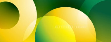 Katmanlı dairesel şekiller canlı renklerde, düzgün geçiş, derinlik efektleri ve modern, fütürist estetiğe sahip, gradyan açısından zengin soyut bir tasarım oluşturur.