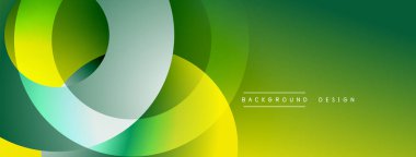 Üst üste binen dairesel şekillere sahip arka plan tasarımı, pürüzsüz gradyanlar ve yumuşak ışıklandırma efektleri, dinamik soyut bir kompozisyon oluşturur