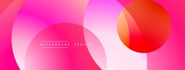 Katmanlı dairesel şekiller canlı renklerde, düzgün geçiş, derinlik efektleri ve modern, fütürist estetiğe sahip, gradyan açısından zengin soyut bir tasarım oluşturur.