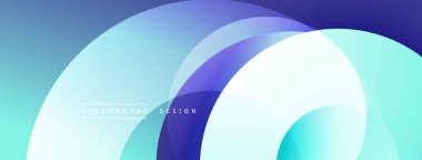 Katmanlı dairesel şekiller canlı renklerde, düzgün geçiş, derinlik efektleri ve modern, fütürist estetiğe sahip, gradyan açısından zengin soyut bir tasarım oluşturur.