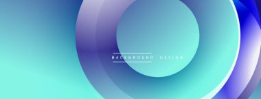 Katmanlı dairesel şekiller canlı renklerde, düzgün geçiş, derinlik efektleri ve modern, fütürist estetiğe sahip, gradyan açısından zengin soyut bir tasarım oluşturur.