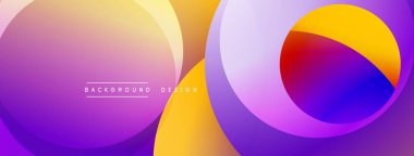 Katmanlı dairesel şekiller canlı renklerde, düzgün geçiş, derinlik efektleri ve modern, fütürist estetiğe sahip, gradyan açısından zengin soyut bir tasarım oluşturur.