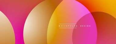 Katmanlı dairesel şekiller canlı renklerde, düzgün geçiş, derinlik efektleri ve modern, fütürist estetiğe sahip, gradyan açısından zengin soyut bir tasarım oluşturur.