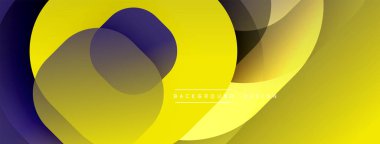 Çembersel soyut tasarım üst üste binen yarı saydam daireler ve yuvarlak şekiller, harmanlanan eğriler ve düzgün eğriler, derinlik, karşıtlık ve dinamik görsel efekt oluşturur.