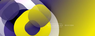 Çembersel soyut tasarım üst üste binen yarı saydam daireler ve yuvarlak şekiller, harmanlanan eğriler ve düzgün eğriler, derinlik, karşıtlık ve dinamik görsel efekt oluşturur.