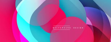 Çembersel soyut tasarım üst üste binen yarı saydam daireler ve yuvarlak şekiller, harmanlanan eğriler ve düzgün eğriler, derinlik, karşıtlık ve dinamik görsel efekt oluşturur.