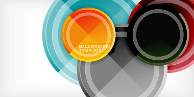 Arka plan - çok renkli daireler, trendy en az geometrik tasarım, vektör çizim