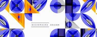 Keskin açılı dinamik geometrik bileşim, dairesel biçimler ve eğim renkleri