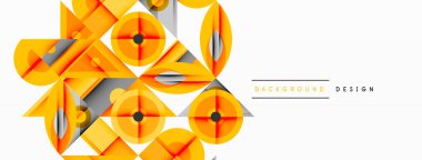 Kesişen şekiller, daireler, üçgenler ve gradyanlar ile geometrik soyut bileşim, canlı renkleri ve dinamik karşıtlıkları harmanlayarak modern, geleceksel bir görsel tasarım yaratmak için