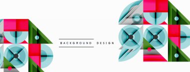 Keskin açılı dinamik geometrik bileşim, dairesel biçimler ve eğim renkleri