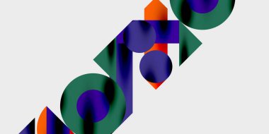 Dinamik geometrik bir kompozisyonda daireler, çizgiler ve üçgenler içeren modern soyut bir arkaplan. Tarz, teknoloji veya yaratıcı temalı tasarımlar için mükemmel.