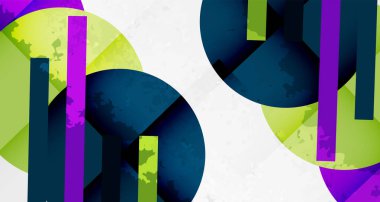 Çemberler, kareler ve çizgilerle geometrik arkaplandaki tahıllı leke dokusu. Duvar Kağıdı, Sancak, Arkaplan, Kart, Kitap İllüstrasyonu, İniş Sayfası