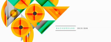 Keskin açılı dinamik geometrik bileşim, dairesel biçimler ve eğim renkleri