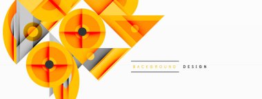 Kesişen şekiller, daireler, üçgenler ve gradyanlar ile geometrik soyut bileşim, canlı renkleri ve dinamik karşıtlıkları harmanlayarak modern, geleceksel bir görsel tasarım yaratmak için