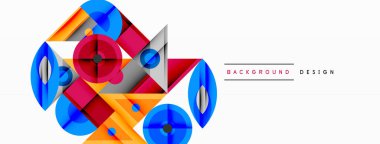 Keskin açılı dinamik geometrik bileşim, dairesel biçimler ve eğim renkleri