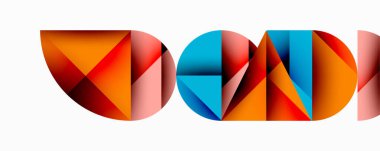 Çemberler ve üçgenlerin kesiştiği soyut geometrik desen. Yüksek kontrastlı kompozisyon derinlik yaratır ve dinamik, modern estetik