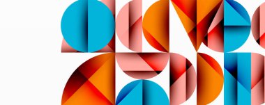 Çemberler ve üçgenlerin kesiştiği soyut geometrik desen. Yüksek kontrastlı kompozisyon derinlik yaratır ve dinamik, modern estetik