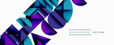 Çemberler ve üçgenlerin kesiştiği soyut geometrik desen. Yüksek kontrastlı kompozisyon derinlik yaratır ve dinamik, modern estetik