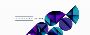 Çemberler ve üçgenlerin kesiştiği soyut geometrik desen. Yüksek kontrastlı kompozisyon derinlik yaratır ve dinamik, modern estetik