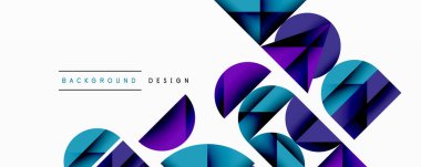 Çemberler ve üçgenlerin kesiştiği soyut geometrik desen. Yüksek kontrastlı kompozisyon derinlik yaratır ve dinamik, modern estetik