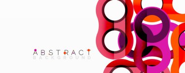 Birbirine kenetlenmiş dairesel ve tüp şekilli soyut geometrik desenler, pürüzsüz gradyanlar, keskin zıtlıklar ve dinamik katmanlar içerir.