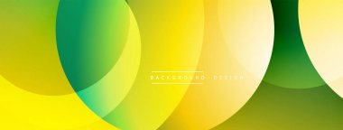 Katmanlı dairesel şekiller canlı renklerde, düzgün geçiş, derinlik efektleri ve modern, fütürist estetiğe sahip, gradyan açısından zengin soyut bir tasarım oluşturur.