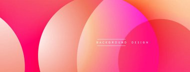 Katmanlı dairesel şekiller canlı renklerde, düzgün geçiş, derinlik efektleri ve modern, fütürist estetiğe sahip, gradyan açısından zengin soyut bir tasarım oluşturur.