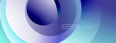 Katmanlı dairesel şekiller canlı renklerde, düzgün geçiş, derinlik efektleri ve modern, fütürist estetiğe sahip, gradyan açısından zengin soyut bir tasarım oluşturur.