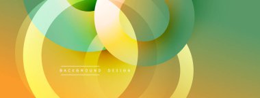 Katmanlı dairesel elementlerle soyut bileşim, eğimlerin ve yumuşak geçişlerin harmanlanması, derinlik, hareket ve görsel uyum hissi yaratır.