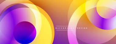 Katmanlı dairesel şekiller canlı renklerde, düzgün geçiş, derinlik efektleri ve modern, fütürist estetiğe sahip, gradyan açısından zengin soyut bir tasarım oluşturur.