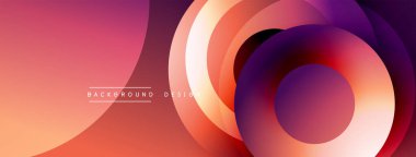 Üst üste binen dairesel şekillere sahip arka plan tasarımı, pürüzsüz gradyanlar ve yumuşak ışıklandırma efektleri, dinamik soyut bir kompozisyon oluşturur