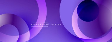 Katmanlı dairesel şekiller canlı renklerde, düzgün geçiş, derinlik efektleri ve modern, fütürist estetiğe sahip, gradyan açısından zengin soyut bir tasarım oluşturur.