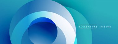 Katmanlı dairesel şekiller canlı renklerde, düzgün geçiş, derinlik efektleri ve modern, fütürist estetiğe sahip, gradyan açısından zengin soyut bir tasarım oluşturur.