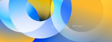 Katmanlı dairesel elementlerle soyut bileşim, eğimlerin ve yumuşak geçişlerin harmanlanması, derinlik, hareket ve görsel uyum hissi yaratır.