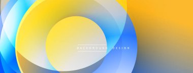 Katmanlı dairesel elementlerle soyut bileşim, eğimlerin ve yumuşak geçişlerin harmanlanması, derinlik, hareket ve görsel uyum hissi yaratır.