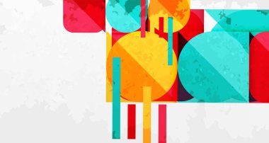 Kareler, daireler, üçgenler ve kumlu, gürültülü doku. Duvar Kağıdı, Sancak, Arkaplan, Kart, Kitap İllüstrasyonu, İniş Sayfası