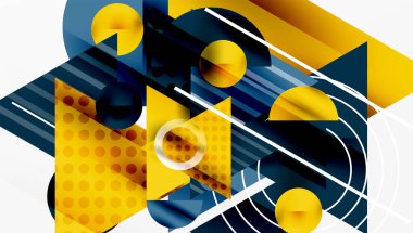 Üstüste binen Şeffaf Üçgenler ve Çemberlerle Modern Soyut Tasarım